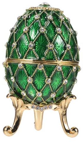 SOIMISS Grünes Strass Schmuckkästchen in Ei Form aus Legierung