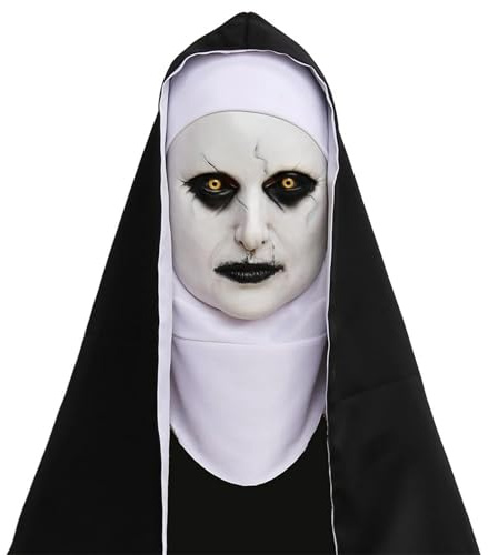 XIYANGJUAN Maschera di Nun per Halloween, Maschere Spaventose in Lattice, Maschera di Halloween, Nun Horror Latex Maschere