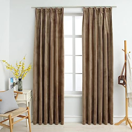 XGWKCNV Decor Tende oscuranti 2 pz con ganci velluto beige 140x175 cm tendaggi finestra