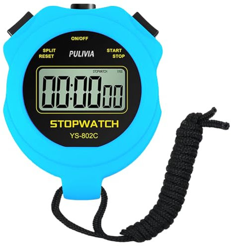 PULIVIA Cronómetro Deportivo con Botón de Encendido y Apagado Silencioso, Sin Reloj Calendario para Una Fácil Operación, Cronómetro Digital para Entrenadores de Natación para Niños, Azul