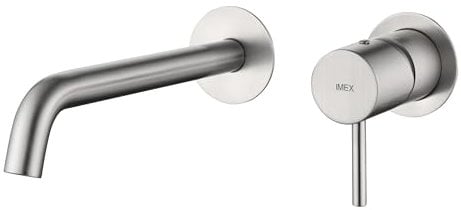 Mice - Robinet Encastré de Lavabo Monocommande, Robinetterie pour Eau Froide/Chaude - Salle de Bain Or Brossé - Robinets Encastrés (Nickel Brossé)