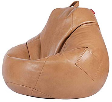 BotYcht Sitzsack Stuhlbezug Sofa Einfarbig Einfaches Mit Griff Wasserdichtes Synthetische Lederbeschaffenheit Sitzsackhülle Ohne Füllung, Sitzsack-Stuhlbezug Indoor Outdoor,Beige,XXL