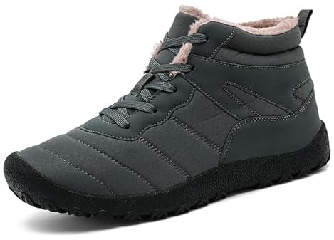 XYHAOAI Chaussures Pieds Nus Hiver Hommes Femmes Bottes d'hiver Chaud doublé Chaussures de randonnée légères Bottes de Neige imperméables Chaussures Pieds Nus antidérapantes,Gris,48 EU