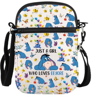 PLITI Esel-Cartoon-inspirierte Umhängetasche, Esel-Fans, Geschenk, Esel-Liebhaber, Crossbody-Tasche für Familie und Freunde, Who Loves Eey Zcbag