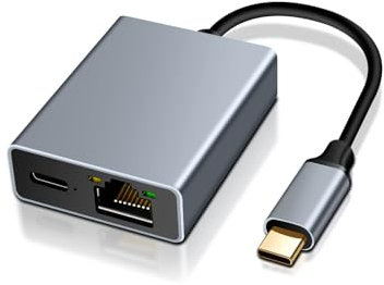 Glitfix Adattatore Ethernet USB C con Ricarica Rapida PD 100W, Adattatore LAN USB Compatibile per i-Phone 15/16, per MacBook Air, per i-Pad Air