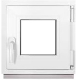 Framex Finestra Seminterrata Piccola in PVC Bianco, Larghezza x Altezza 60 x 60 cm (600 x 600 mm), Doppi Vetri (32 mm), Anta-Ribalta, Girevole DIN Destra – Premium