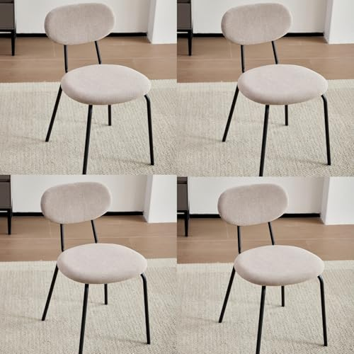 JZGORC Juego de 4 Sillas de Comedor, Silla de Cocina Apilable, Silla Tapizada de Ocio con Patas de Metal Negro para Sala de Estar, Comedor, Cocina, Dormitorio - Caqui