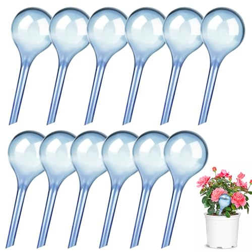 Udbrud 12 Piezas Bolas de Riego para Plantas, 70ml Autorriego para Macetas, Globos de Riego para Macetas, Sistema de Riego para Plantas de Interior y Exterior (13x5cm)