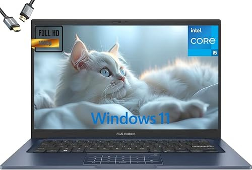 ASUS Vivobook 14 (2025), laptop FHD Slim da 14, Intel 13th Core i5-1334U, grafica UHD, videocamera per la privacy, Bluetooth5.1, Windows 11 H, blu silenzioso, W/HDMI (12 GB di RAM | SSD da 512 GB +