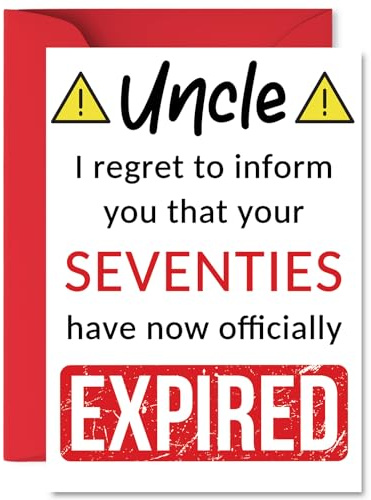 Funny 80th Birthday Cards for Uncle, Your Seventies Have Expired | Happy Birthday Card for Uncle from Nephew Niece, A5 Banter Joke Humour Bday Greeting Cards Gift