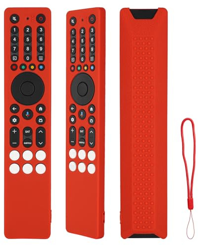 Custodia Telecomando in Silicone Compatibile Con TCL RC833A FMB1/FMB3, RC833A FMB4/FMB5 TV Telecomando Copertura Protettiva Antiurto Con un Cordino(Rosso)