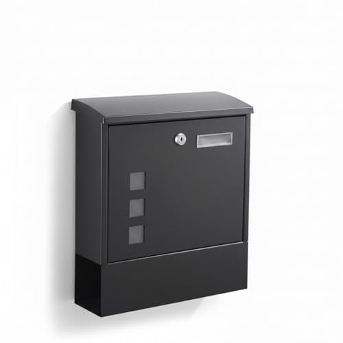 Briefkasten Anthrazit mit Zeitungsfach Wandbriefkasten aus verzinktem Stahl Wetterfest Postkasten Hausbriefkasten mit Zeitungsrolle 33x30,5x10 cm