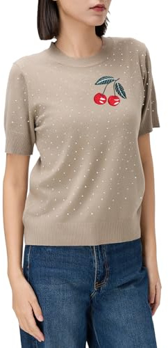Beauty Women – Maglione Donna a Pois con Ricamo Ciliegia | Maglia Leggera a Maniche Corte con Girocollo per Primavera ed Estate