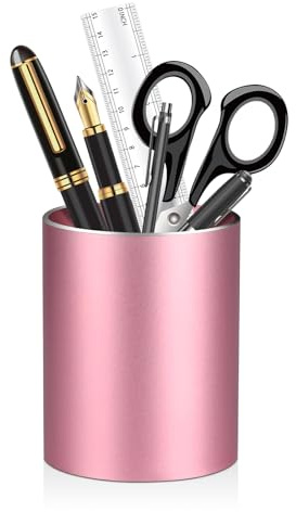 MYHOGOOD Pen Holder Pencil Holder for Desk, Metal Pen Pots, Makeup Brush Holders, Pencil Cup Organizer for Desk, Office, School, Home (Pink)