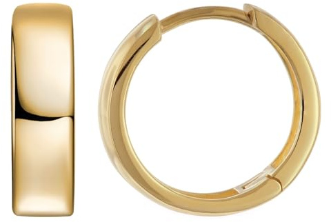 trendor Unisex Ohrringe Klapp-Creolen Gold 333/8K 15x4 mm 21697 | zeitloser Ohrschmuck für Damen und Herren, Huggies, die das Ohrläppchen eng umschließen