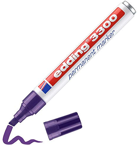 edding 3300 Permanentmarker - violett - 1 Stift - Keil-Spitze 1-5 mm - schnell trocknender Permanent Marker - wasserfest, wischfest - für Karton, Kunststoff, Holz, Metall - Universalmarker