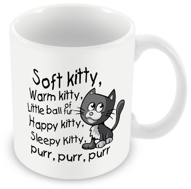 Acen Doux, Chaud, Happy, Sleepy Kitty, Big Bang Theory Mug en céramique, Blanc, 311,8 Gram