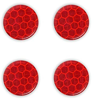 4R Quattroerre.it 5464 Adhesivos 3D Reflectantes para Moto Círculo Rojo, 4 Piezas, 30 mm
