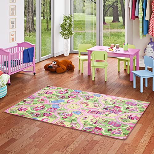 Snapstyle Kinder Spiel Teppich Girls Rosa Village in 24 Größen