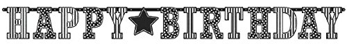 Black & White Happy Birthday Giant Letter Banner 3.3m x 31cm