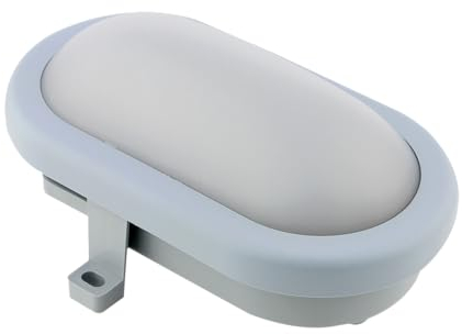 REV Kellerlampe - Feuchtraumleuchte LED oval (10W, 800lm, IP44), einsetzbar als Decken- oder Wandlampe, Feuchtraumlampe, grau