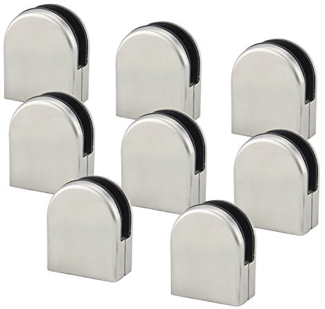 Discoball 8 PCS (8-10mm) Pince à Verre Porte-Verre En Acier Inoxydable 304 Support de Serrage Clamp Clip Plat Main Courante Fenêtre Balustrade Réglable Escalier Salle de Bains