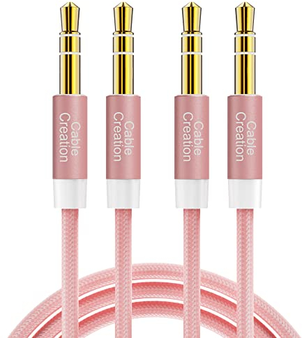 CableCreation 3.5mm Aux Kabel, 2-Stück 3,5mm Stereo Audiokabel (Stecker auf Stecker), Klinkenkabel Kompatibel mit iPhone,Auto, Kopfhörern, Tablets, Priva III usw. 0.9M/3FT, Rosegold