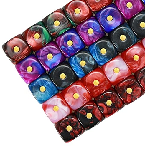 YOUSHARES 50 Pack D6 Spielwürfel Set mit Beutel - 16 mm zweifarbige 6-seitige Würfel, perfekte Tischspielwürfel für Tenzi, DND MTG RPG-Kriegsspiele