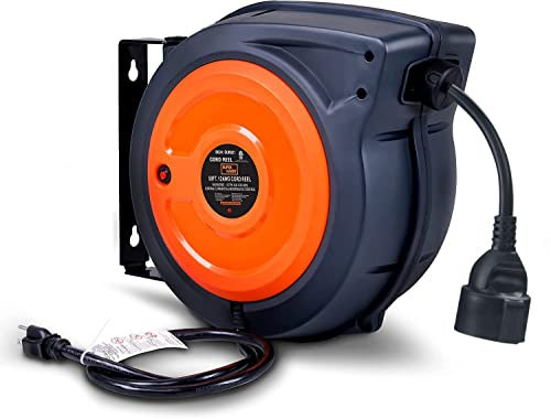 SuperHandy Kabeltrommel Verlängerungskabel Retractable Polypropylen Heavy Duty Long Industrial 20 Meter Premium-Ultra-flexibles Kabel (S3) Triple-Tap-Anschluss Ideal für Innenanwendungen
