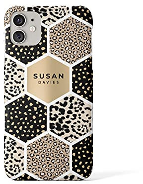 Tirita Personalised Phone Case Compatible with iPhone 11 Pro Max Hard Cover PRINTED GLITTER, NOT REAL GLITTER Animal Print Snake Rose Gold Leopard Skin Giraffe Tiger Africa Custom Initials