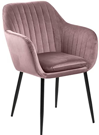 AC Design Furniture Wendy Esszimmerstuhl, B: 57 x T:61 x H: 83 cm, Altrosa/Schwarz, Samt/Metall, 1 Stk.