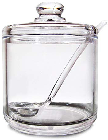 Clean Acrylic Sugar Bowl Spice Jar Salt Storage Jar Seasoning Pot with Lid Spoon