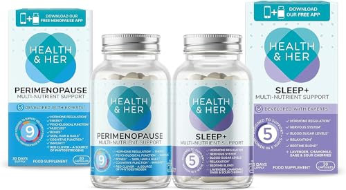 Health & Her Perimenopause Supplements for Women - Day & Night Bundle - Wellbeing for The Early Stage of Menopause - 1 Month Supply Vegan & Gluten Free