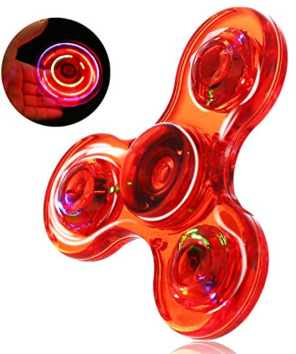 SCIONE Fidget Giocattoli Luminoso Fidget Spinner per Bambini LED Cristallo Ansia Anti-Stress Autismo Fidgets Migliore edc Giocattoli a Mano Rosso