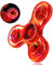 SCIONE Fidget Spinner LED Cristal Hand Spinner Lumineux Jouet Sensoriel Fidget Toys Anti Stress ADHD pour Enfants Adultes Halloween Noël Rouge