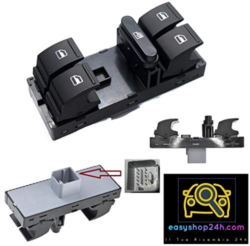 YUCHEN Pulsantiera Interruttore Vetri Elettrici 4 Vie Nero Pin Pulsante Manuale Platica Normalmente Aperto 3A Compatibile con AMAROK, GOLF 5/6, PASSAT 3C, POLO 6R, TIGUAN, TOURAN