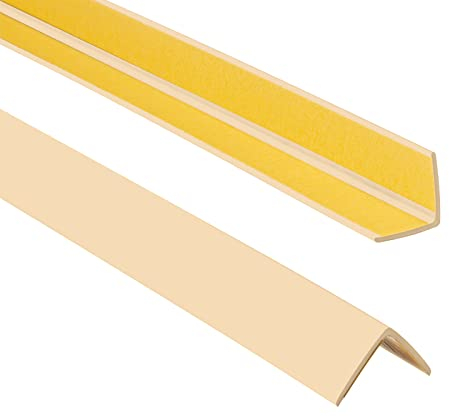 ProfiPVC Cornière PVC 25x25mm, 100cm - Baguette d’angle de protection, profilé d'angle caoutchouc autoadhésif - Protection d'angles et rebords, flexible, facile à installer, Crème