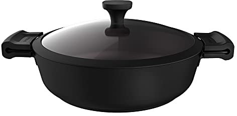 Cecotec Olla Baja Polka Experience 28 Low Pot Titan. Diámetro 28 cm, Aluminio Fundido, Revestimiento Antiadherente Teflon Select, Apta para todo tipo de Cocinas y Lavavajillas, Fondo indeformable