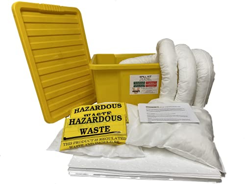 45 Litre Oil and Fuel Spill Kit in a Clip Top Tote Tub - Portable Spill Management for Garages, Workshops, and Transport Yards