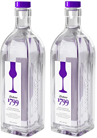 Sutterer 1799 2er Set Zwetschgenbrand 2x 0,5L (40% Vol) Obstbrand aus dem Schwarzwald- [Enthält Sulfite]