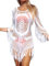 CUPSHE Damen Bikini Cover Up Fransen Lochmuster Mini Strandkleid Sommer Sexy Cutout Beach Crochet Cover Up Weiß XL