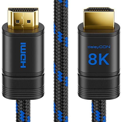 deleyCON 4m 8K HDMI 2.1 Kabel (48G, ULTRA Highspeed) 8K@60Hz 4K@120Hz 2K@144Hz/165Hz EARC HDCP 2.3/2.2 - Kompatibel mit DTS:X Dynamisches HDR Dolby Atmos TV PS5 Xbox Soundbar Monitor