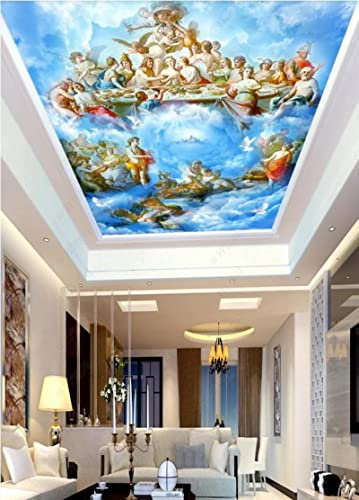 HDHGKYY 3D papier peint plafond ange personnage peinture à l'huile murale salon chambre décor à la maison papier peint mur autocollant Mural