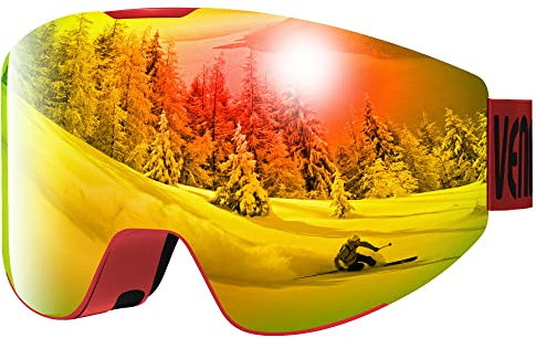 VENNERLI Ski Goggles Snow Goggles OTG Anti-Fog for Women Men Adults Interchangeable Lens 100% UV 400 Protection for Outdoors Snowmobile Skiing Skating