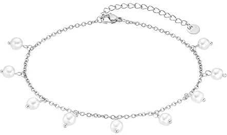 Heideman Fußkette Jakleen Damen Edelstahl mit Perle weiß | Vielseitiges Accessoire für Strand und Alltag, hautfreundlich und pflegeleicht, schöne Geschenkidee für beste Freundin