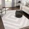 payé Teppich Wohnzimmer - 200x290cm - Creme - Raute - Hochtief Effekt - Fransen Deko Boho Flauschig - Cut & Loop Sisal - Schlafzimmer Flur Dekoration Läufer