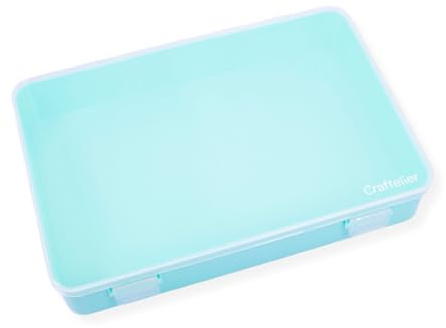 Craftelier - Ordnungsbox für Scrapbooking- und Bastelmaterial mit transparentem Deckel | Stapelbar mit passenden Boxen | Größe 26,5 cm x 17,8 cm x 4,2 cm - Farbe Türkis