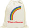 INDIGOS UG - Turnbeutel Mädchen - Beutel - 067 - Regenbogen - Bedruckt mit Wunschname - Wunschtext - Rucksack Kinder - Wäschebeutel - Schule Kita - Kindergarten personalisierte Geschenke