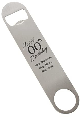 Personalised Engraved Large Stainless Steel Bar Blade, Durable Bottle Opener, Happy Custom Number Birthday Design, Birthday Gift, Gift for Him, Birthday, Home Bar Accessory, Engraved in The UK