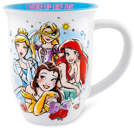 Disney Princess I Woke Up Like This, tazza in ceramica con bordo largo, contiene 473,6 ml
